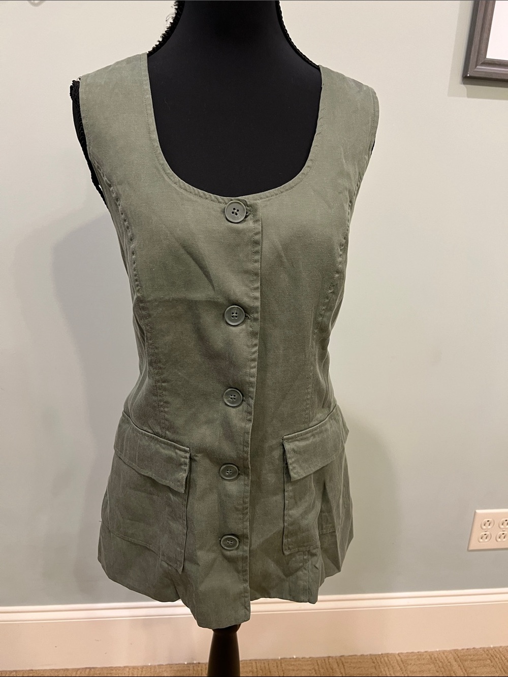 Universal Thread Olive Utility Button-Front Vest
